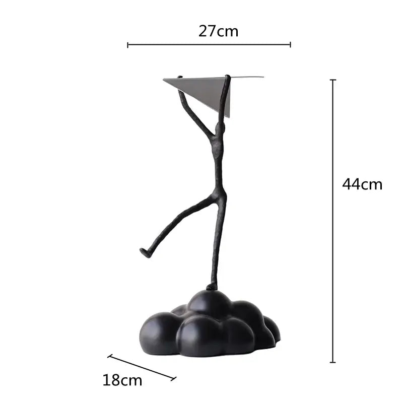 Abstract black resin paper airplane cloud figurine living room decor