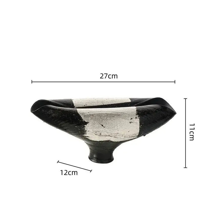 Abstract black & silver elliptic resin flower pot living room