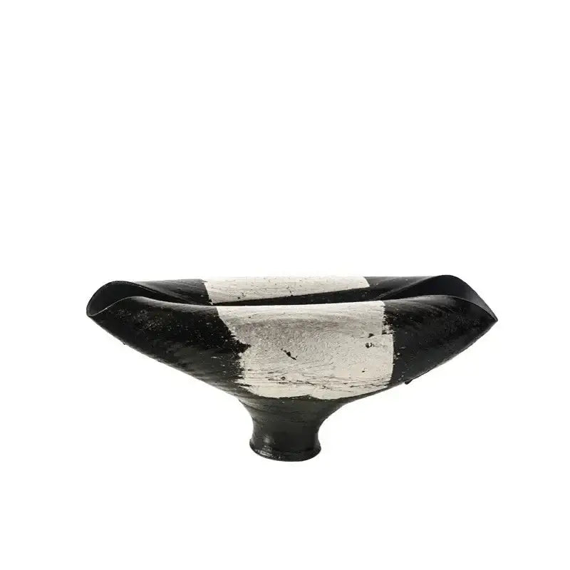 Abstract black & silver elliptic resin flower pot living room