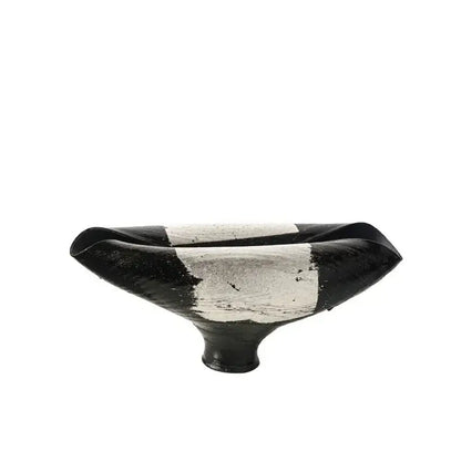 Abstract black & silver elliptic resin flower pot living room