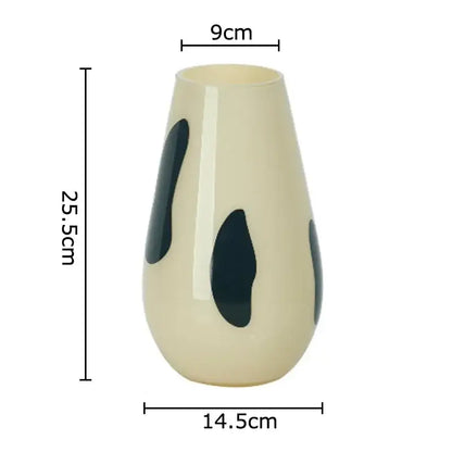 Abstract black stripes cream ceramic vase living room decor
