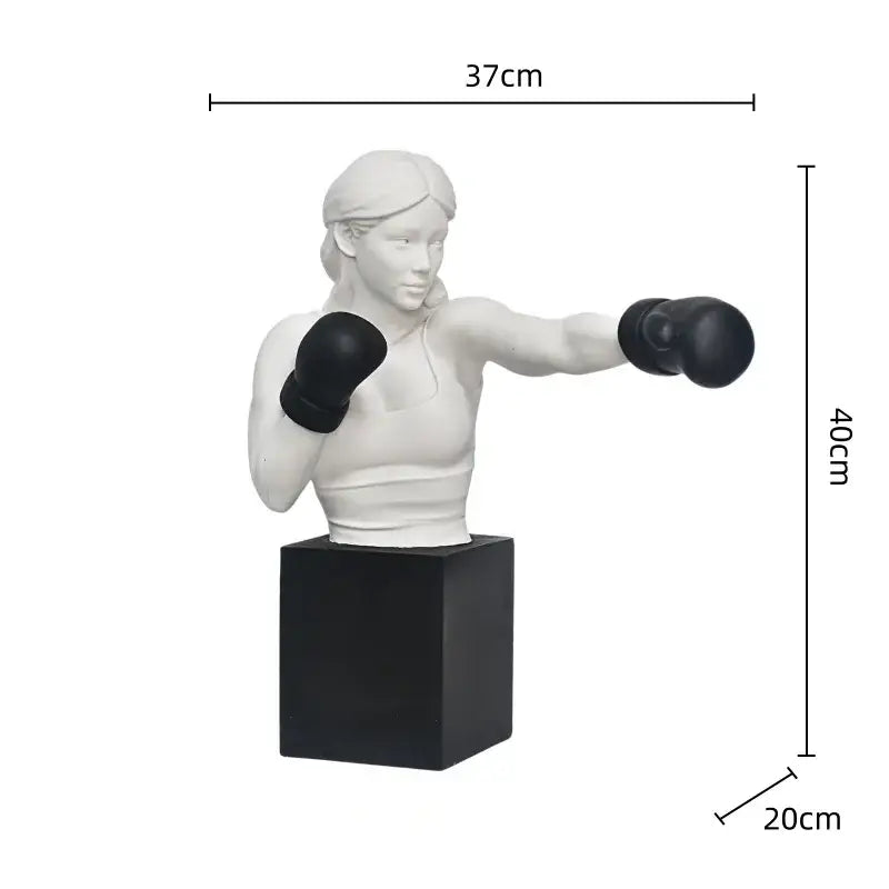 Abstract black & white boxer resin statue living room decor