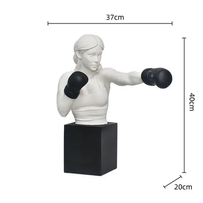 Abstract black & white boxer resin statue living room decor