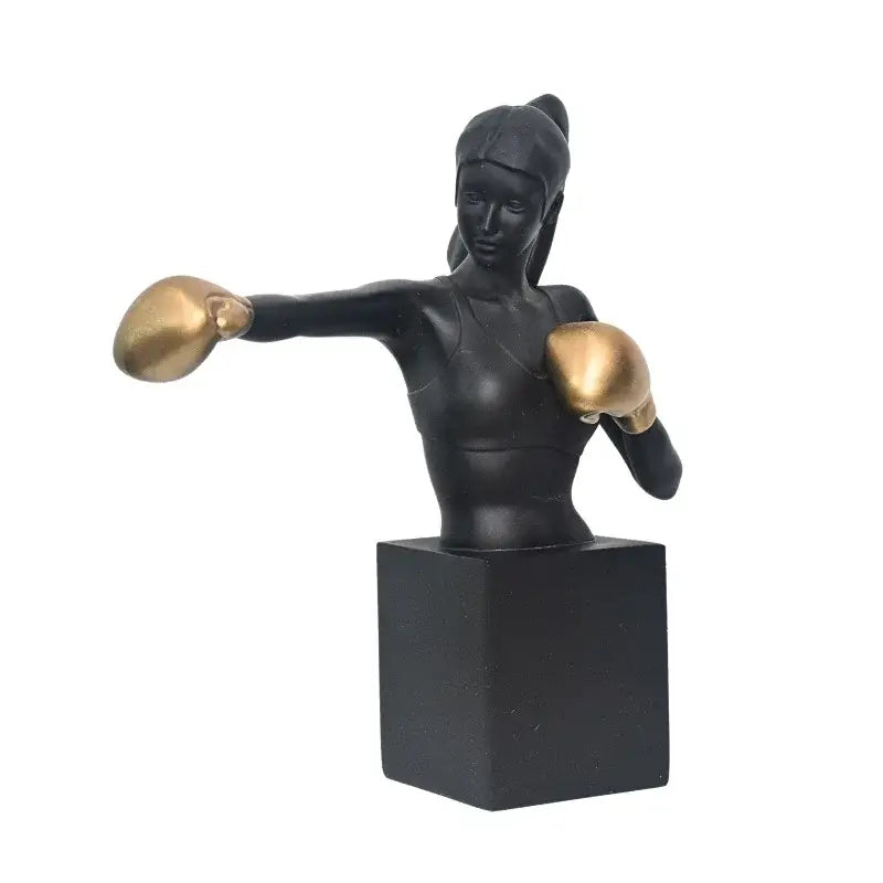 Abstract black & white boxer resin statue living room decor