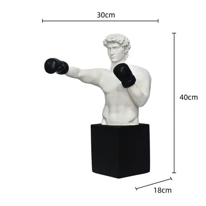 Abstract black & white boxer resin statue living room decor