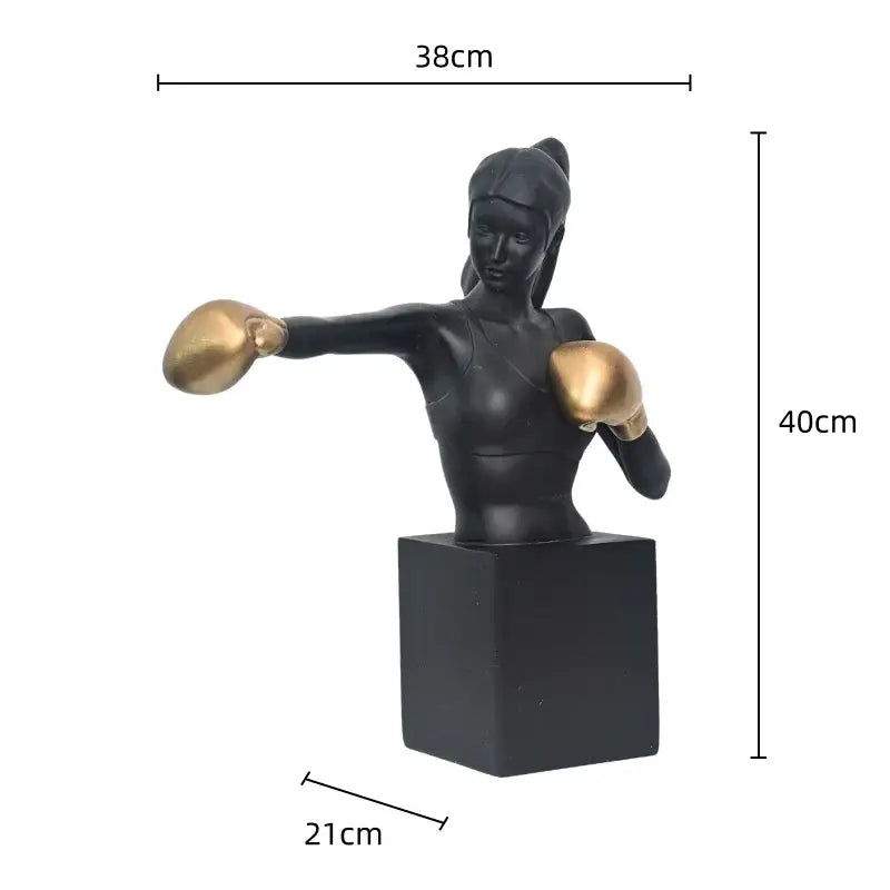 Abstract black & white boxer resin statue living room decor