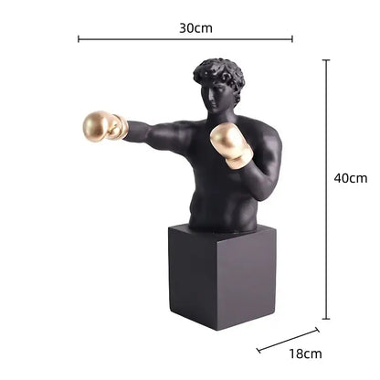 Abstract black & white boxer resin statue living room decor