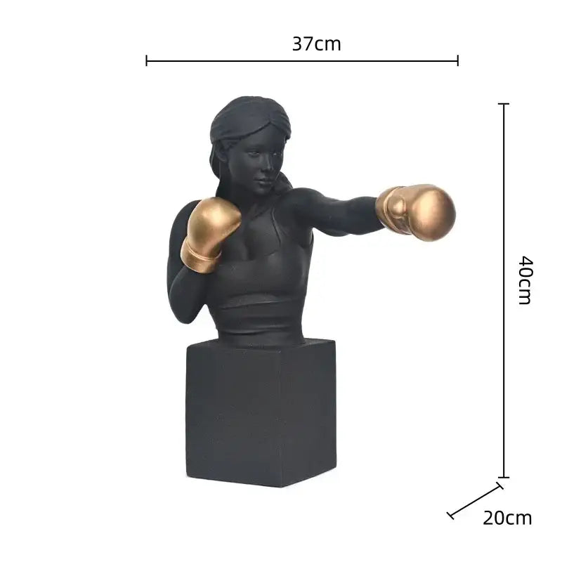 Abstract black & white boxer resin statue living room decor