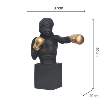 Abstract black & white boxer resin statue living room decor