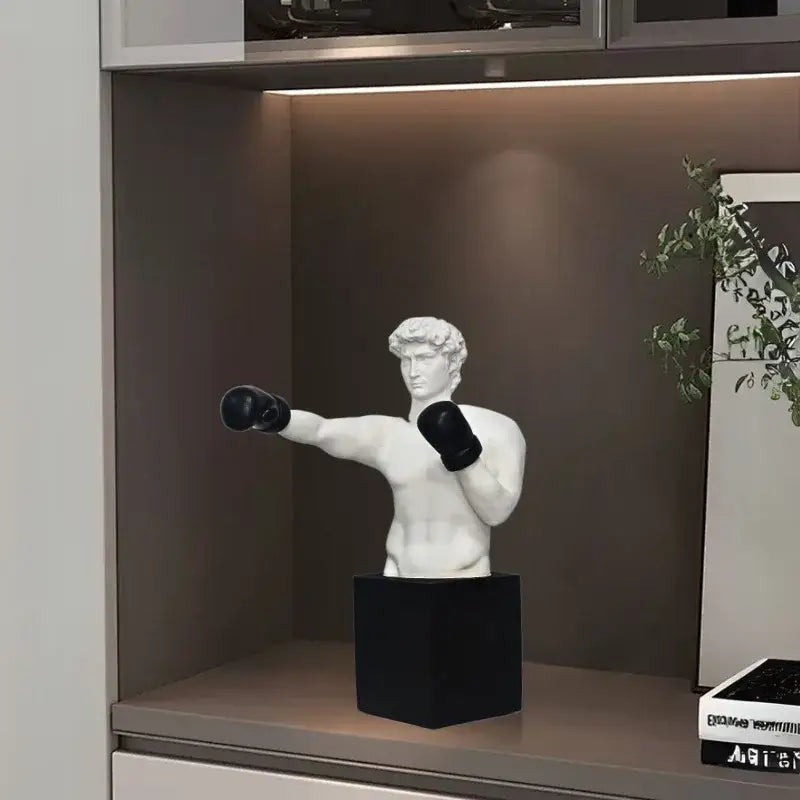 Abstract black & white boxer resin statue living room decor