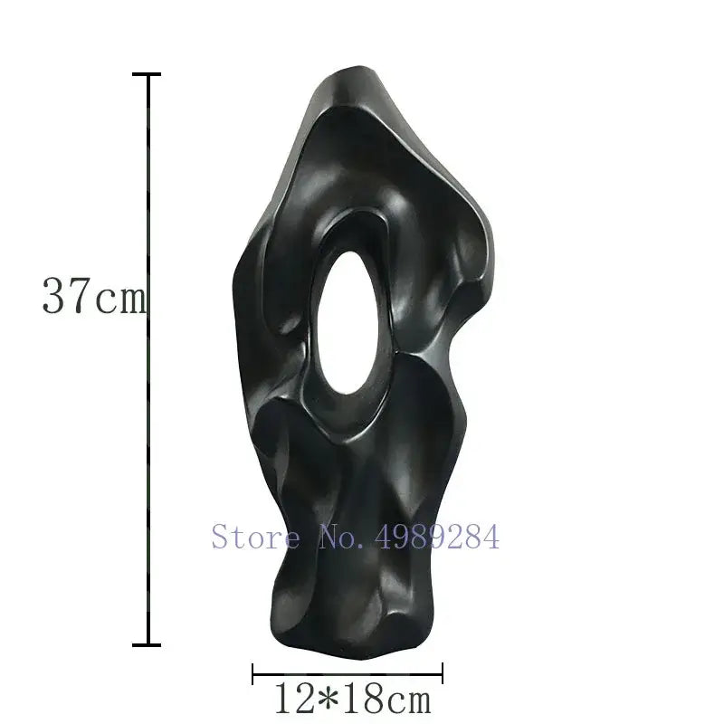 Abstract black & white ceramic vase living room decor sculpture