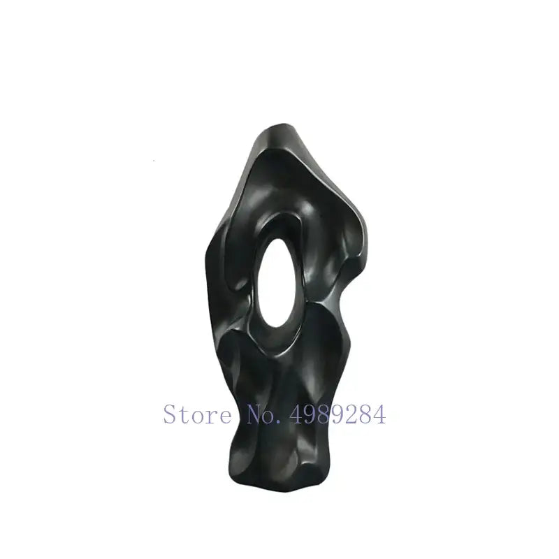 Abstract black & white ceramic vase living room decor sculpture