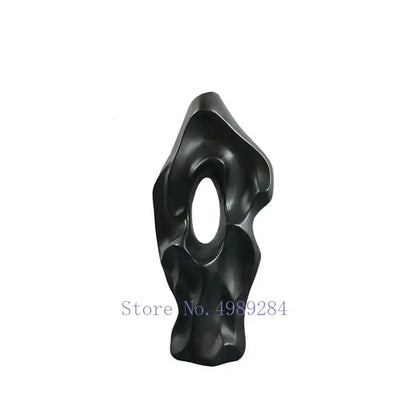 Abstract black & white ceramic vase living room decor sculpture