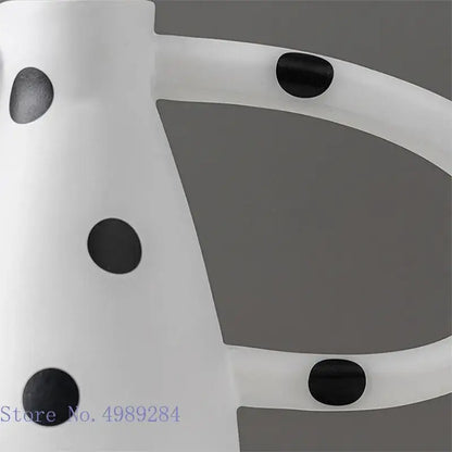 Abstract black & white ceramic vase set living room white spots