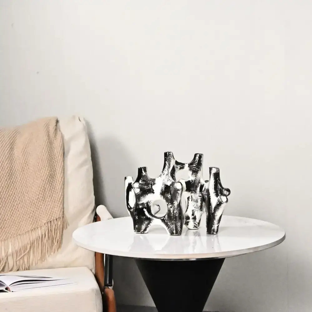 Abstract black & white coral reef piping sculpture living room figurine