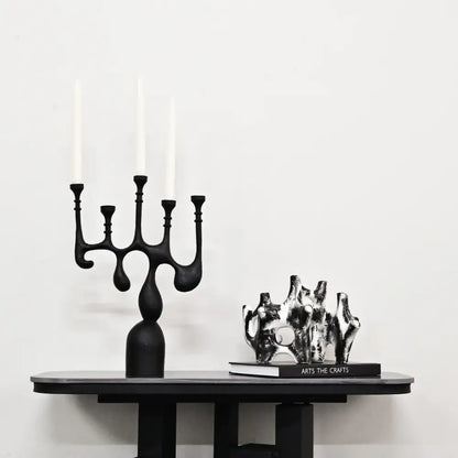 Abstract black & white coral reef piping sculpture living room figurine