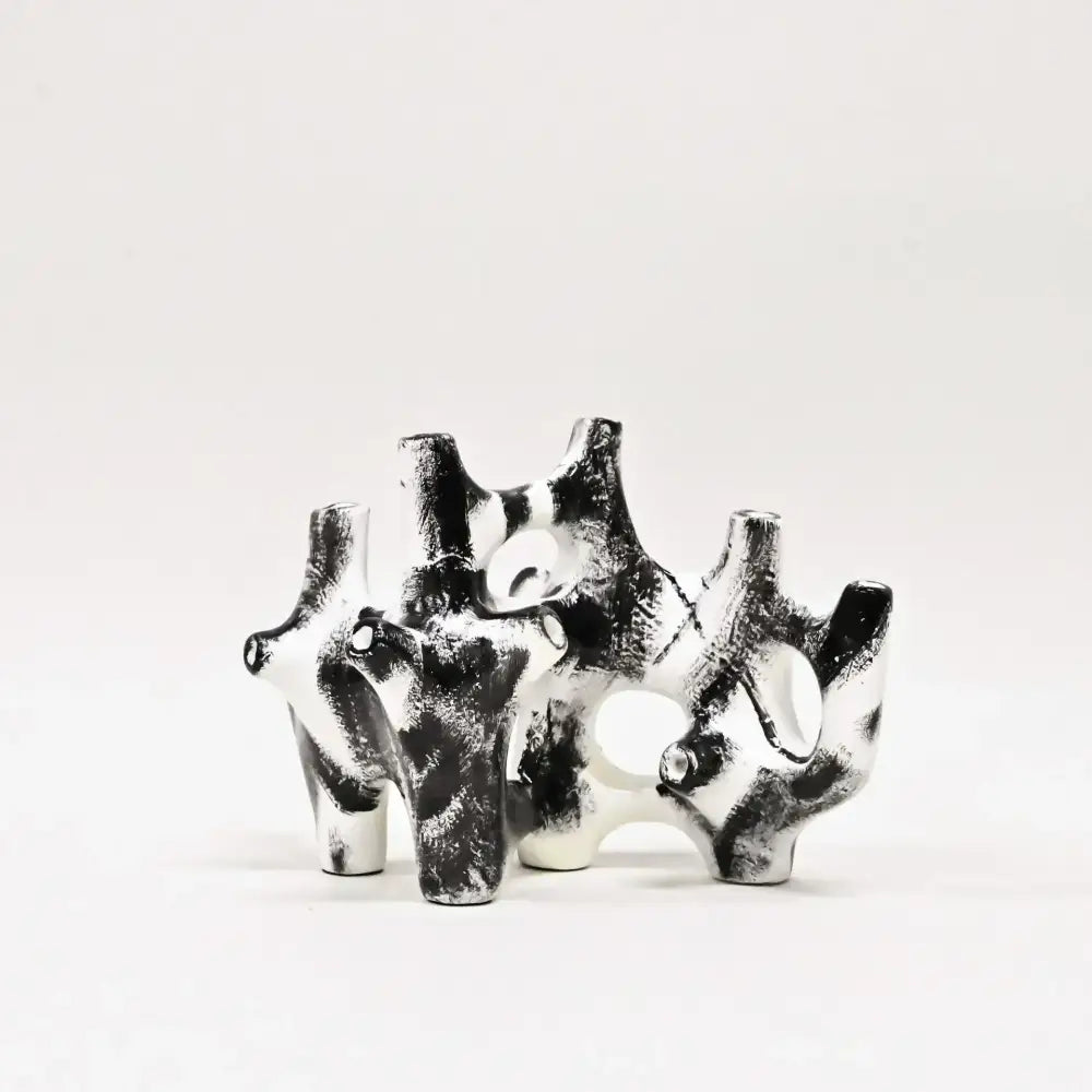 Abstract black & white coral reef piping sculpture living room figurine