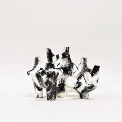 Abstract black & white coral reef piping sculpture living room figurine