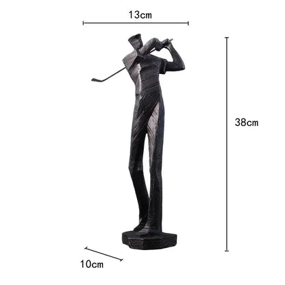 Abstract black & white golf player sculpture living room decor