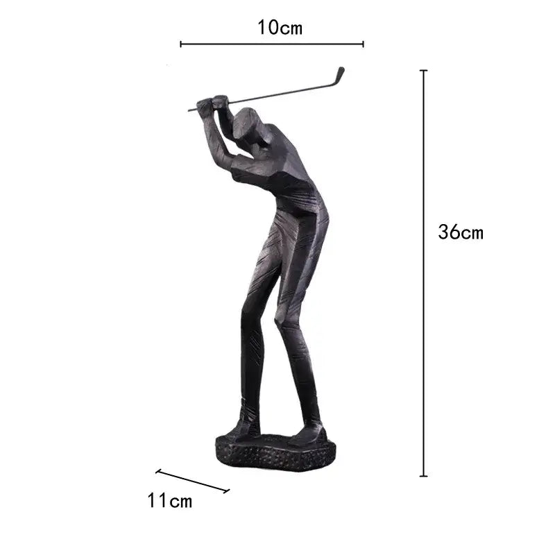 Abstract black & white golf player sculpture living room decor