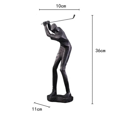 Abstract black & white golf player sculpture living room decor