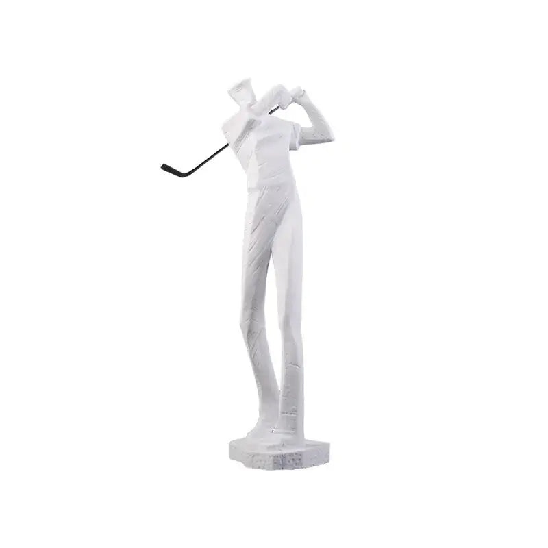 Abstract black & white golf player sculpture living room decor