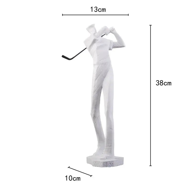 Abstract black & white golf player sculpture living room decor