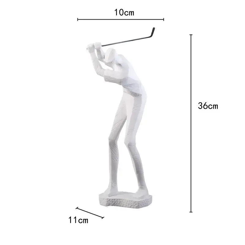 Abstract black & white golf player sculpture living room decor