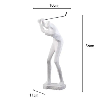 Abstract black & white golf player sculpture living room decor