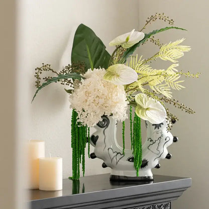 Abstract black & white graffiti ceramic vase living room decor