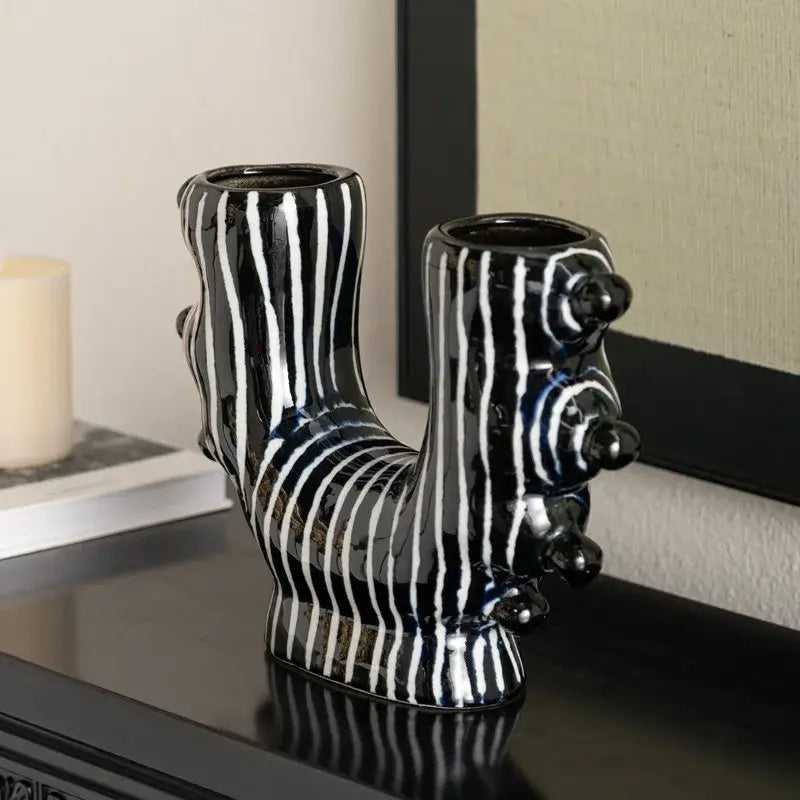 Abstract black & white graffiti ceramic vase living room decor