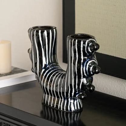 Abstract black & white graffiti ceramic vase living room decor