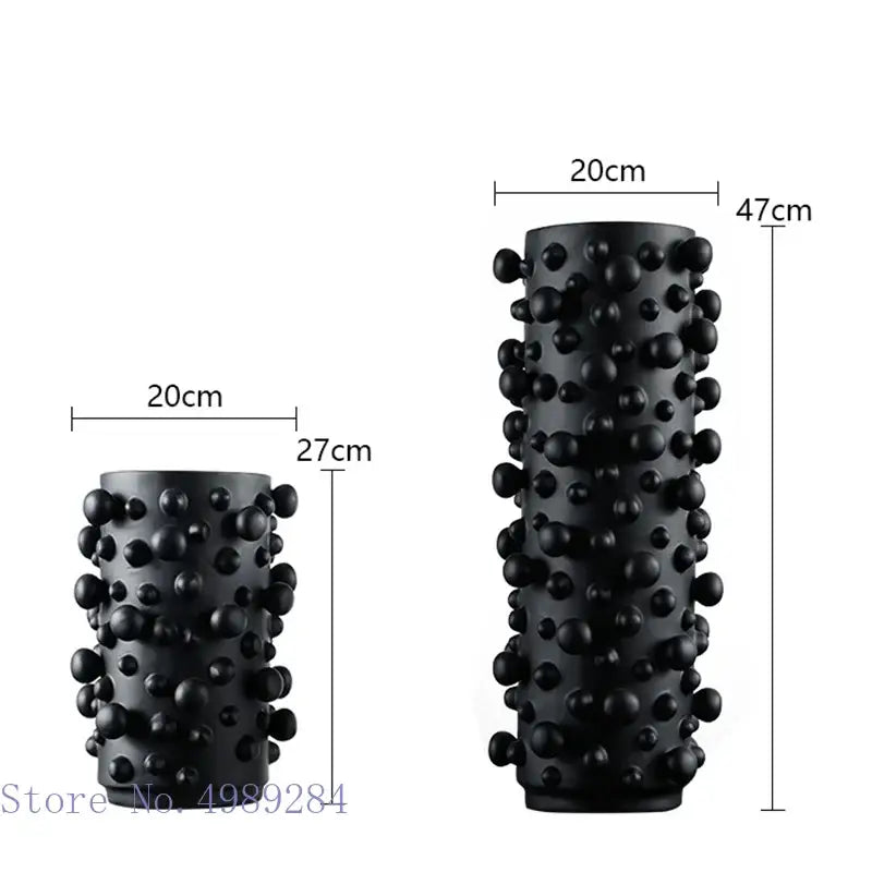 Abstract black & white irregular bumps resin vase living room decor