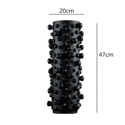 Abstract black & white irregular bumps resin vase living room decor