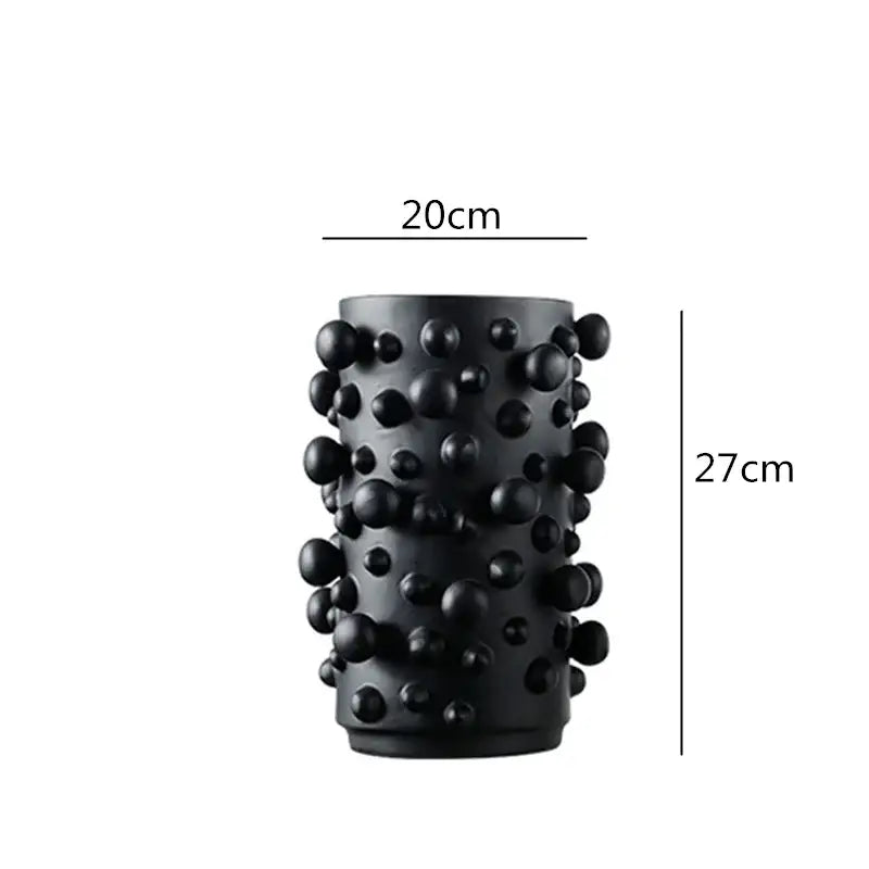 Abstract black & white irregular bumps resin vase living room decor