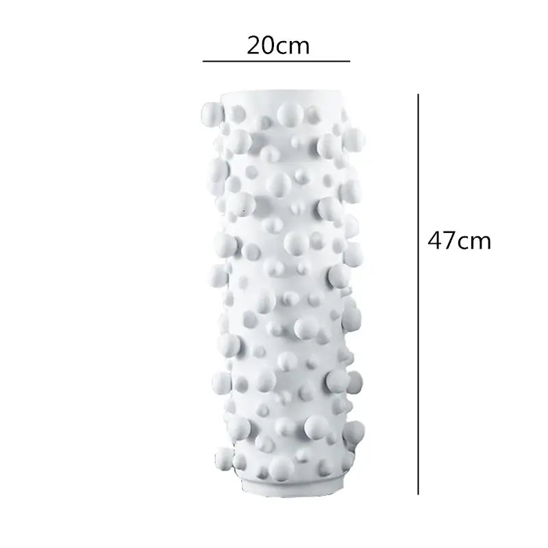 Abstract black & white irregular bumps resin vase living room decor