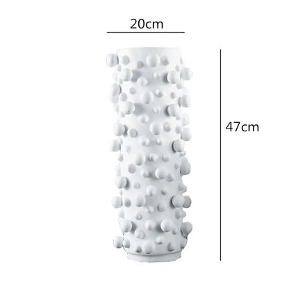 Abstract black & white irregular bumps resin vase living room decor
