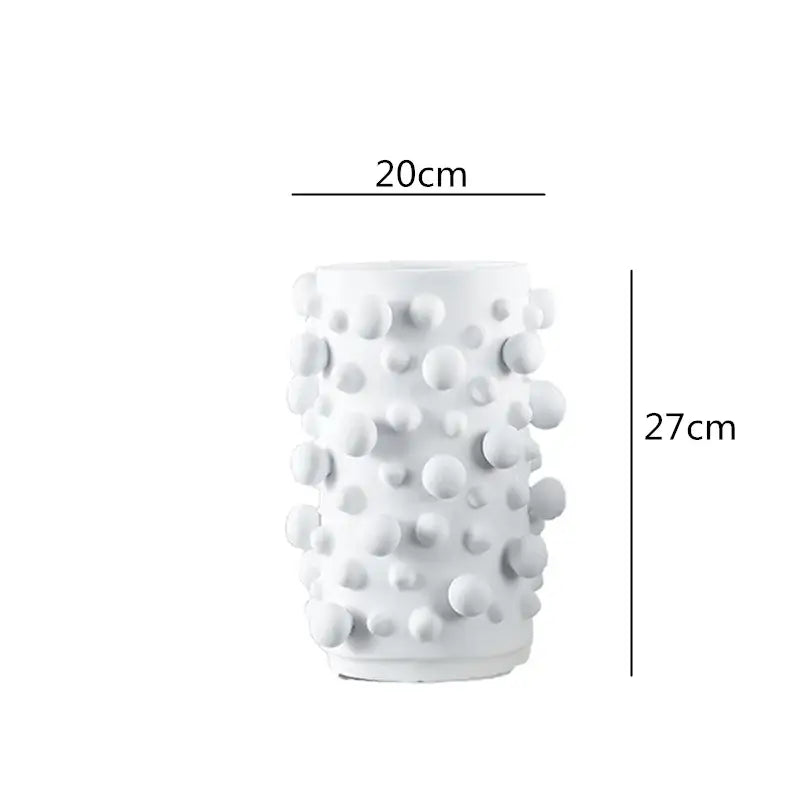 Abstract black & white irregular bumps resin vase living room decor
