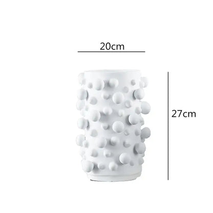 Abstract black & white irregular bumps resin vase living room decor