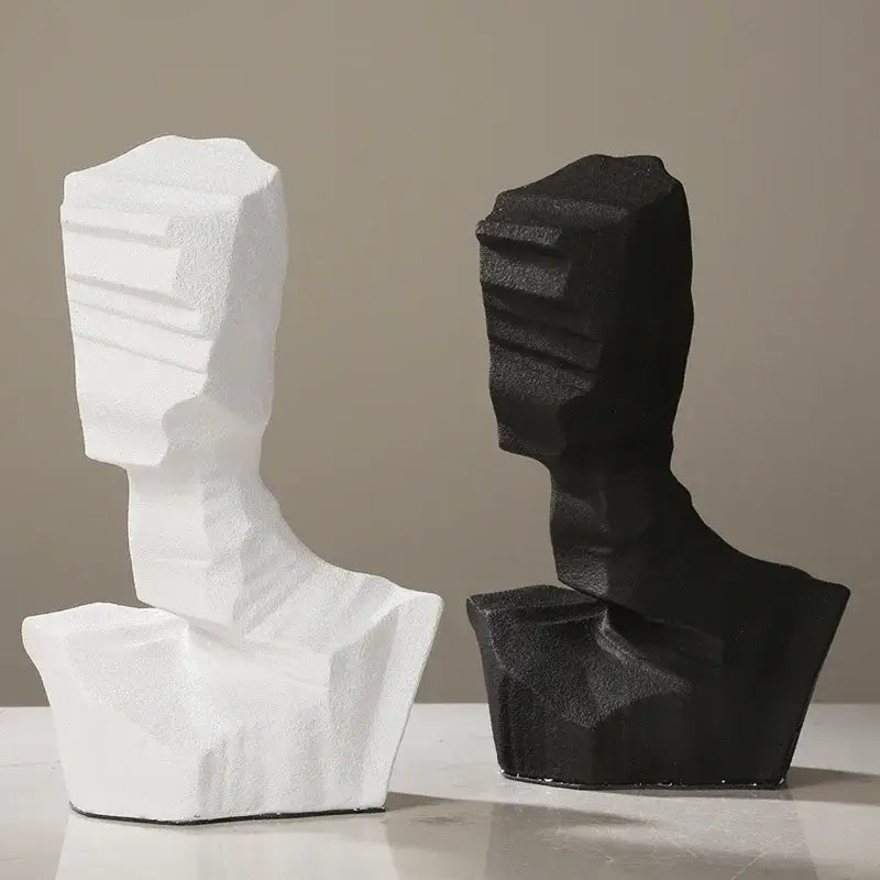 Abstract black & white resin decoration geometric living room sculpture