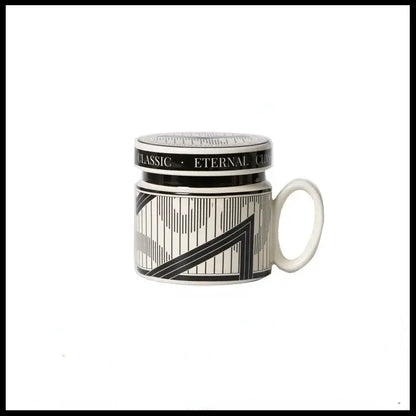 Abstract black & white striped espresso cups – kitchen coffee gift