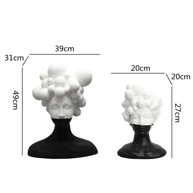 Abstract black & white woman figurine resin sculpture living room decor