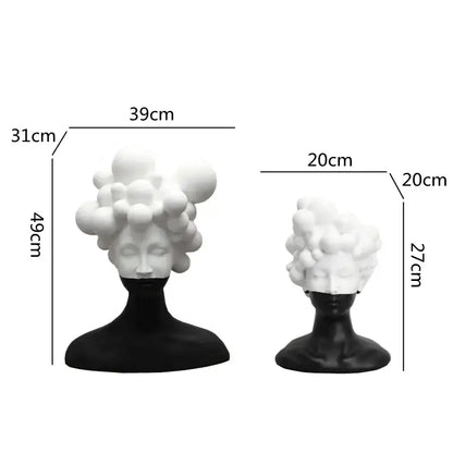 Abstract black & white woman figurine resin sculpture living room decor