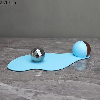 Abstract blue liquid ornaments desk sculpture for living room
