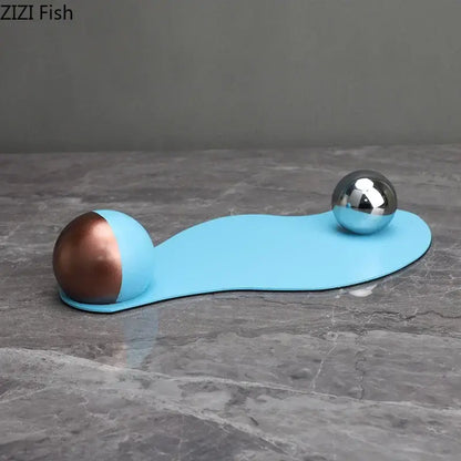 Abstract blue liquid ornaments desk sculpture for living room