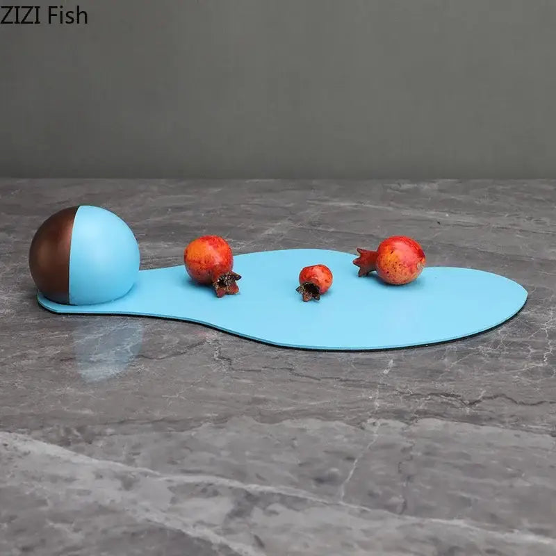 Abstract blue liquid ornaments desk sculpture for living room