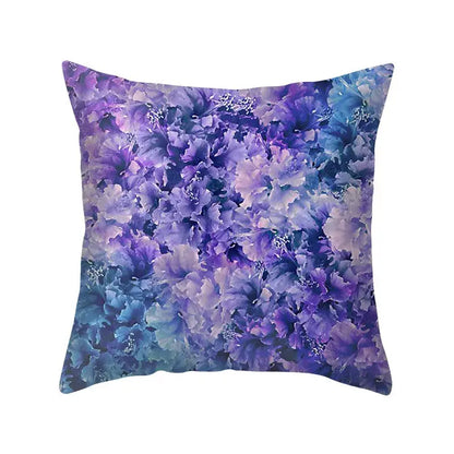 Abstract blue & purple polyester pillow case bedroom throw cover
