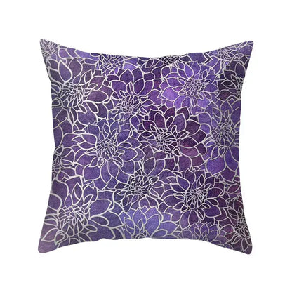 Abstract blue & purple polyester pillow case bedroom throw cover