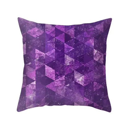 Abstract blue & purple polyester pillow case bedroom throw cover