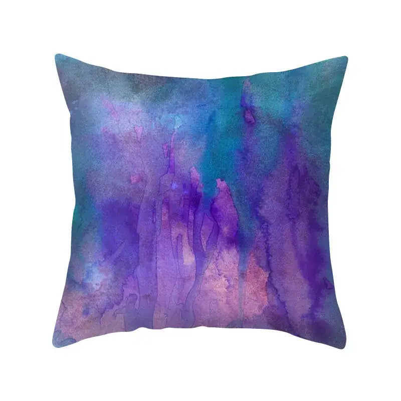 Abstract blue & purple polyester pillow case bedroom throw cover